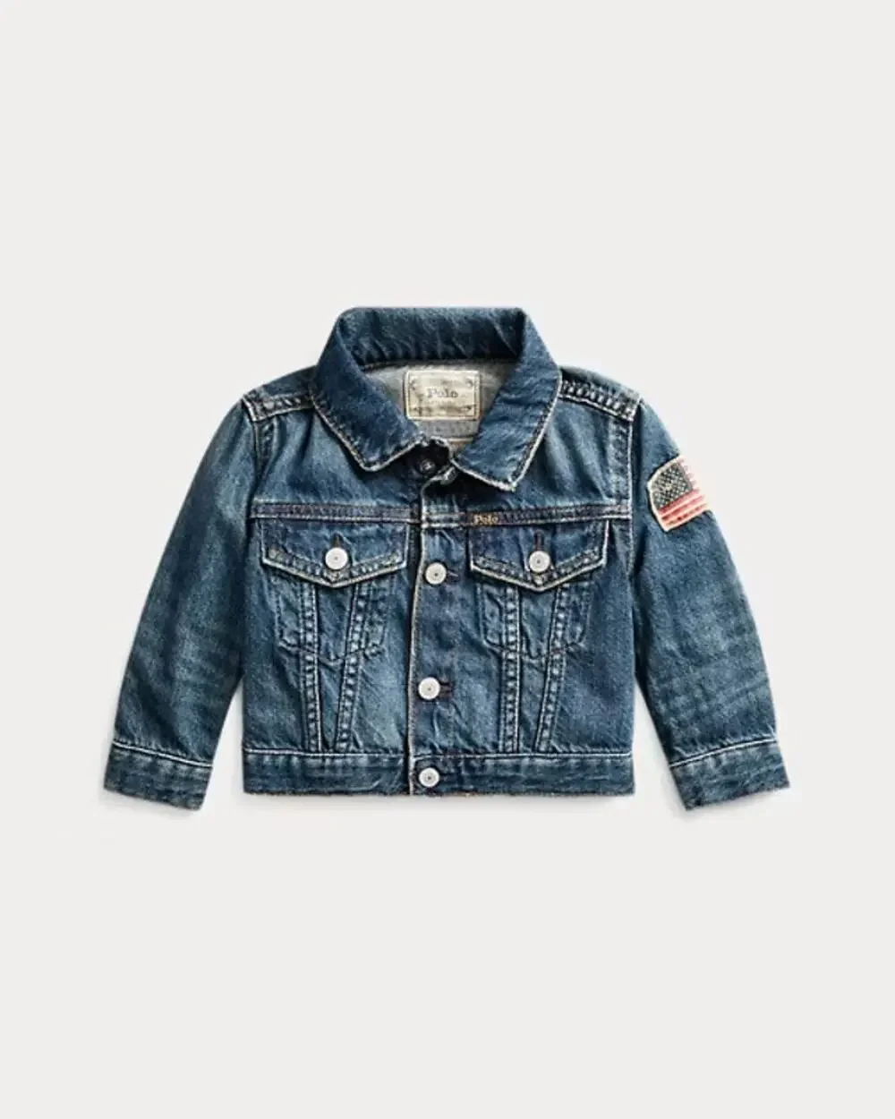 Ralph Lauren Denim Trucker Jacket boys size 5 American Flag patch